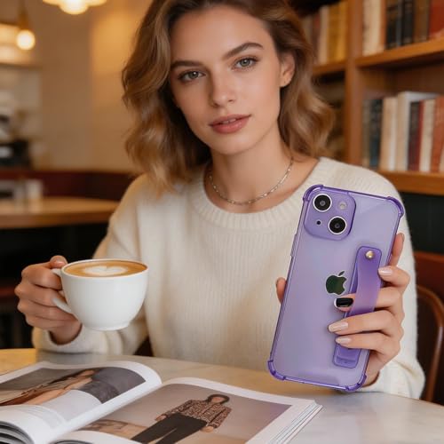 Coque iPhone 15 Plus évite les chutes avec sa béquille violette