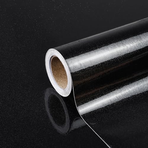 Laceskyso Black Contact Paper 15.7'x78' Glossy Black Peel and Stick Wallpaper for Kitchen Countertop/Cabinet Self Adhesive Waterproof Wall Paper Removable Decorative Vinyl