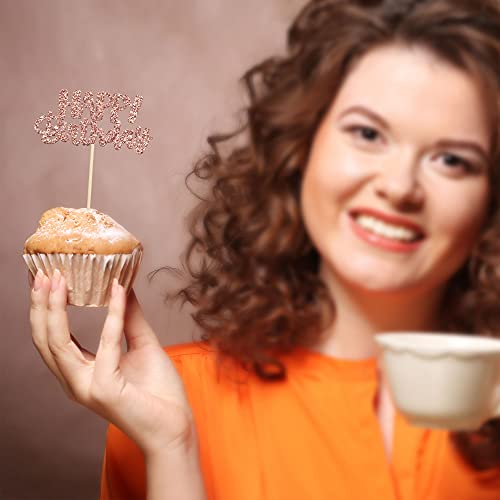 Gyufise 24Pcs 24Pcs Happy Birthday Cupcake Toppers Rose Gold Glitter Birthday Cake Picks For Celebrating Birthday Party Baby Shower Party Decorations Supplies #TOP5