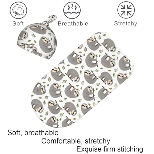 Image of Sloth Swaddle Blanket, Soft Swaddling Blanket Baby Clothes, Sloth Baby Stuff