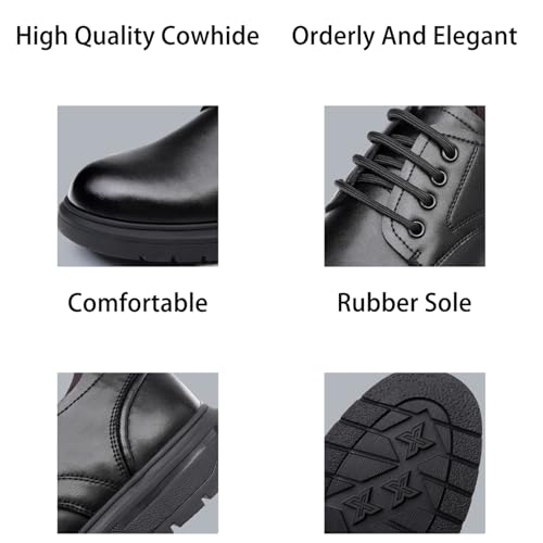 Men's Genuine Leather Lace Up Oxford Shoes with Comfortable Block Heel Round Toe Non-Slip Lug Sole Vegan Leather Business Formal Weddings Office Events2