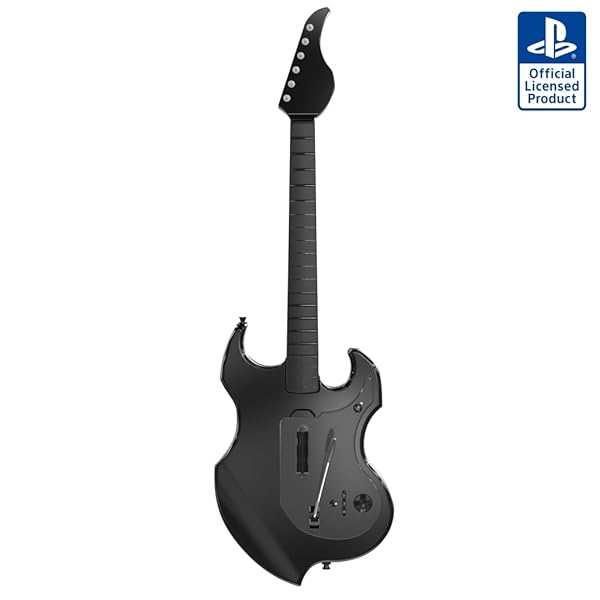 PDP RIFFMASTER Wireless Guitar Controller for PlayStation 5 and PlayStation 4, PS5/PS4, Rock Band 4, Fortnite Festival, Audio Jack, Rechargeable Battery, Officially Licensed by Sony - Black
