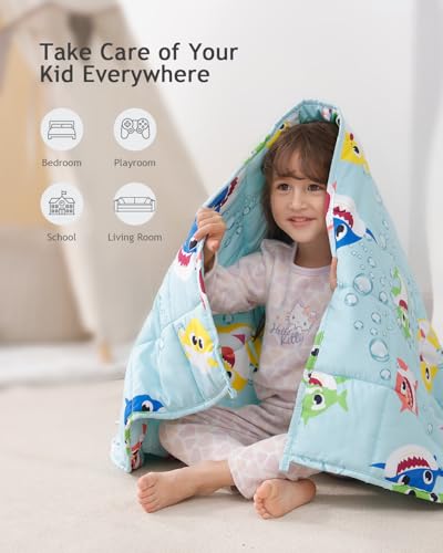 Kivik Weighted Blanket 3lbs, Green Shark Heavy Blanket Throw, Small Weighted Cooling Blankets 3 Pounds, Cute Blanket for All-Season, 36x48 Inches Green
