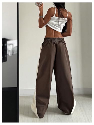 Verdusa Women's Colorblock Wide Leg Baggy Pants Sport Workout Loose Long Trousers2