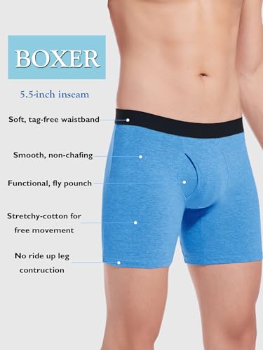 Men's Underwear Cotton Boxer Briefs Fly Underwear Comfortable for Men 3 Pack4