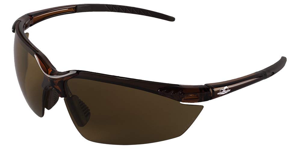 BULLHEAD gafas de seguridad bh11711 Marlin, cristal marrón marco, marrón lente polarizada, Color marrón TPR nariz y templo (1 par)