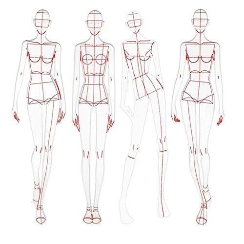 Lyzeous Fashion Illustration Rulers Sketching Templates Ruler Sewing Humanoid Patterns Design Clothing Measuring,Type A