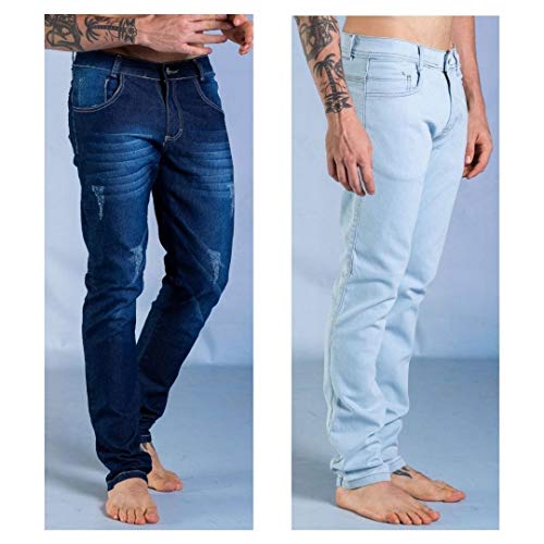 Kit 2 Calças Jeans Masculina Sandro Clothing Azul Claro e Azul Escuro (40)