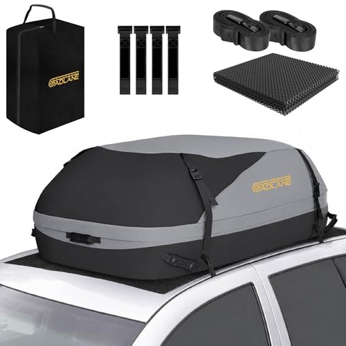 GADLANE Bolsa de Techo para Coche, 400L, Impermeable, para Coches y SUV, con o sin portaequipajes, con 4 Correas Resistentes, Alfombrilla Antideslizante, Bolsa de Almacenamiento (Gris)