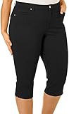 KB26 WOMENS PLUS SIZE Stretch HIGH WAIST BLUE/BLACK CAPRI denim jeans PANTS