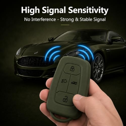 Image of JVCV Soft TPU Cover Compatible with Tata Nexon EV, Harrier, Tiago EV, Altroz, Tigor, Safari, Punch 4 Button Smart Key | Scratch-Resistant Protective Case (Matte Green)