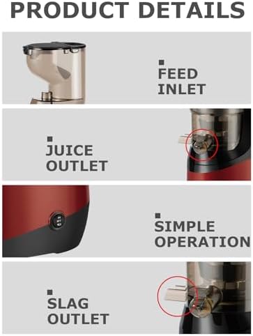 Extractor de Jugos Prensado Frío Boca Ancha 80mm 800W 220-240V miniatura 4