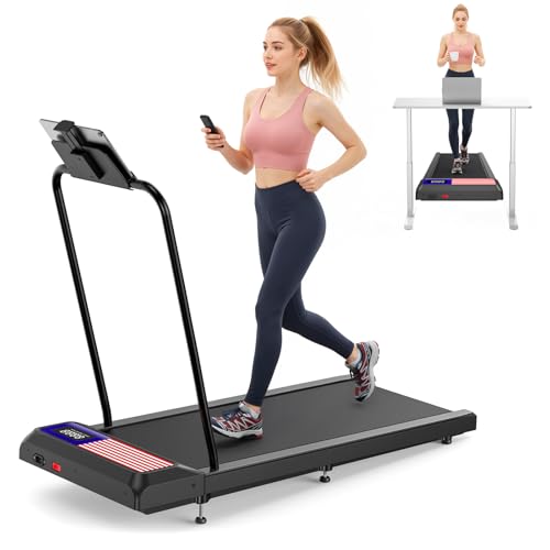Walking Treadmill Pad with 0-5% Incline, 2.5HP Compact Under Desk Treadmill for Home Office, Quiet Small Walking Mat with App Sync, Remote Control, LED Display