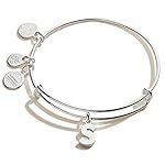 Alex and Ani Expandable Bangle for Women, Initials A to Z Letter Charms, Shiny Finish, 2 to 3.5 in