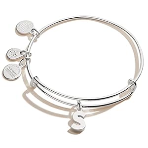 Alex and Ani Expandable Bangle for Women, Initials A to Z Letter Charms, Shiny Finish, 2 to 3.5 in
