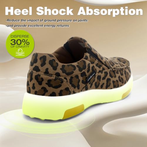 Image of Women's Orthopedic Slip-On Walking Shoes: Comfortable Arch Support Casual Plantar Fasciitis Easy Slip-On /Off Loafers, Cushion Rubber Sole Travel Hanging Out Shopping Fashionable Shoes Leopard Size 7