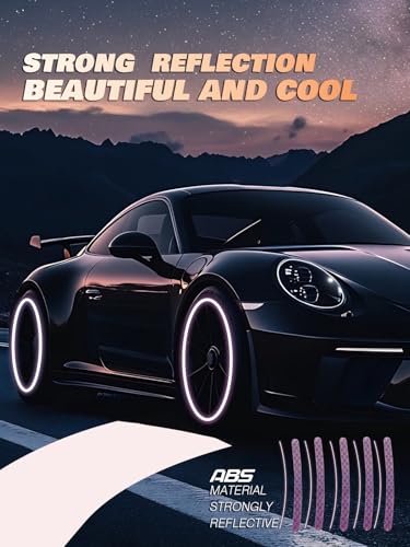 Image of 20PCS Car Wheel Reflective Decorative Strip,Night Safety Warning Stickers,Cars,Motorcycles,Bicycles are Applicable, Colorful and Diverse, a Street the Most Beautiful Car (Light Purple)