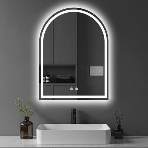 DUMOS 20"x28" LED Bathroom Mirror with Lights, Arched Vanity Mirror