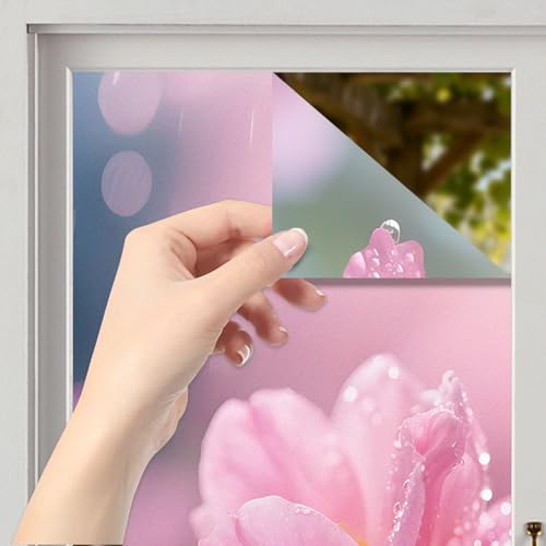 Image of Nuxovilar Pink Flower Floral Cling Window Film 17.5x39.3 in PVC