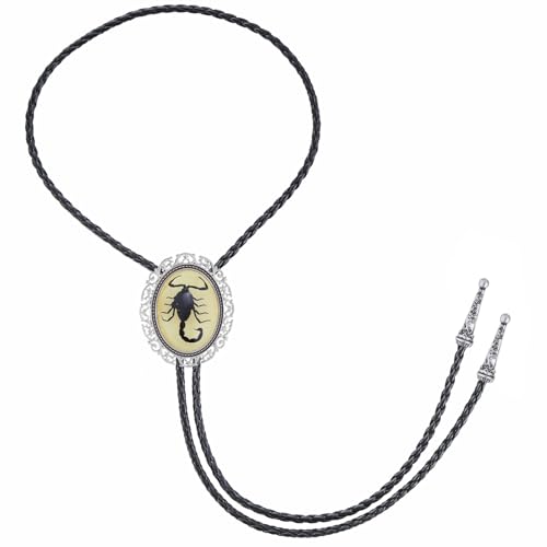 Image of Jeilwiy Bolo Tie for Men Real Stone Westwern Cowboy Ties Silver Bolos Women Leather Necktie Gift for Birthday Christmas