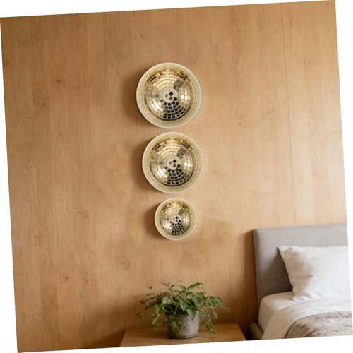 Set de 3 bolas espejadas doradas para colgar, globos reflectantes de vidrio con instalación fácil y ambiente reflectante, para decoración de eventos de baile y DJ miniatura 7