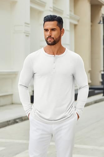 Chemises Henley à manches longues mode basique casual à boutons - 7