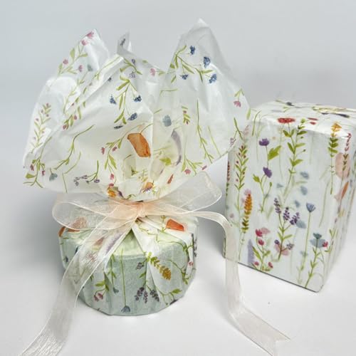 20 Blätter Blumen Seiden Papier, 50 * 70cm Lavendel Seidenpapier Verpackungsmaterial, Wildblumen Geschenk Seidenpapier, Kunstpapier Blätter für DIY Hochzeit Geburtstag Party Crafts Dekoration (A)