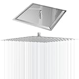 Thalire Alcachofa de Ducha 30cm Acero Inoxidable IPX5 | Cabezal Alta Presión Efecto Lluvia | Rociador con Boquillas de Silicona (G1/2 Universal)