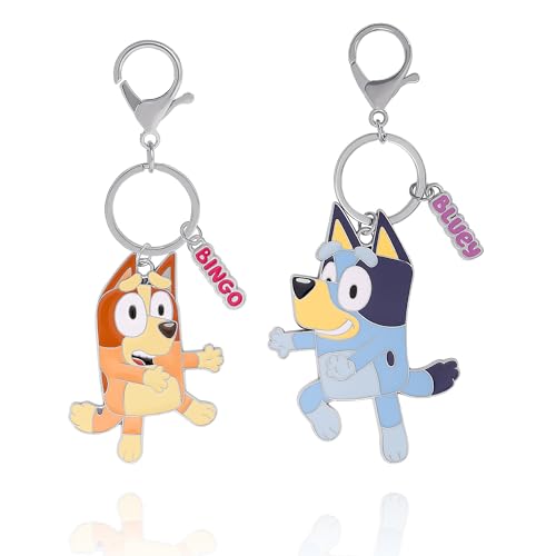 Bingo and Bluey Backpack Keychains for Girls 2-Pack Official License,
