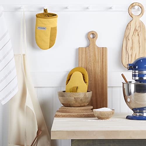 KitchenAid Beacon Two-Tone Mini Oven Mitt Pot Holder Set, 5.5''x8'', Majestic Yellow