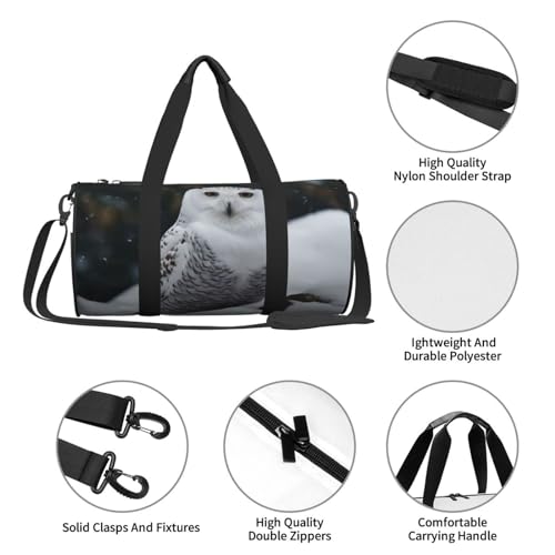 Sports Gym Bag for Women Men Travel Duffel Bag Tote Weekender Bag Snow Owl Carry on Overnight Bag for Travel Swimming Fitness Workout Sports Duffle Bag4