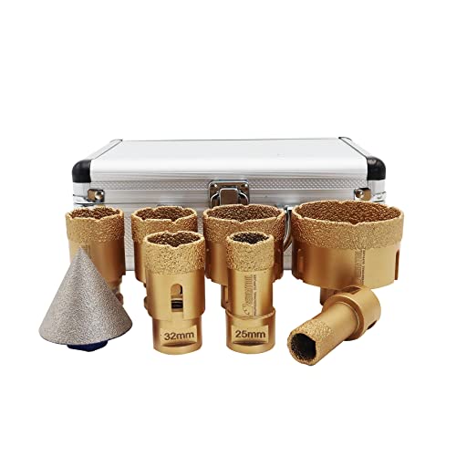 SHDIATOOL Diamond Drill Core Bits 20/25/32/35/40/50/68MM and 50MM Chamfer Bits with Aluminum Box M14 for Tile Porcelain Granite Marble-Set of 8 - Image 2
