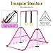 WATBKHE Gymnastic Bars for Kids, Horizontal Bars with Adjustable Height, Folding Gymnastic Training Kip Bar with Rings, Expandable Bars for Boys and Girls, Gymnastic Training Equipment(Pink-Ring)