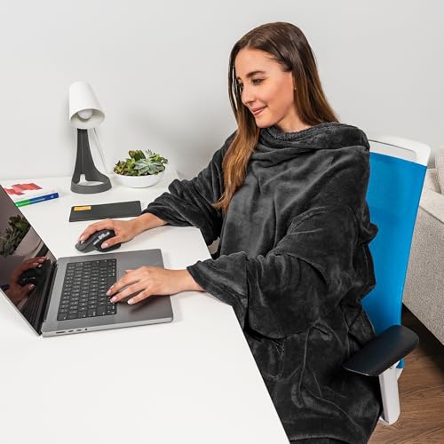 PAVILIA Fleece Wearable Blanket with Sleeves for Adult Women Men, Soft Warm Wrap Throw, Robe Blanket with Arm