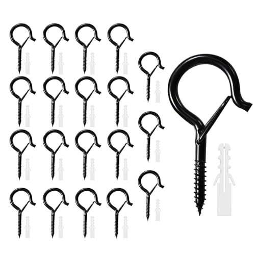 Tianfu 20 Pcs Windproof Screw Hooks With Safety Buckle, 2.2 Inches Heavy Duty Eye Hooks, Hanging Ceiling Hook For Outdoor String Lights cover