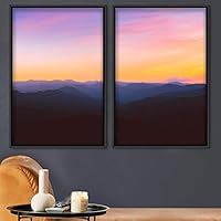 2 Piece Framed Canvas Wall Art Sunset in The Mountains Canvas Prints Home Artwork Decoration for Living Room,Bedroom - 16