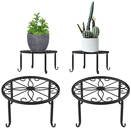 2 Scaffali per Fiori in Metallo, Piante in Vaso Portavasi Metallo ,Retro Metal Rack Rotonda in Ferro battuto, Flower Pot Iron Plant Stand, per Interni e balconi