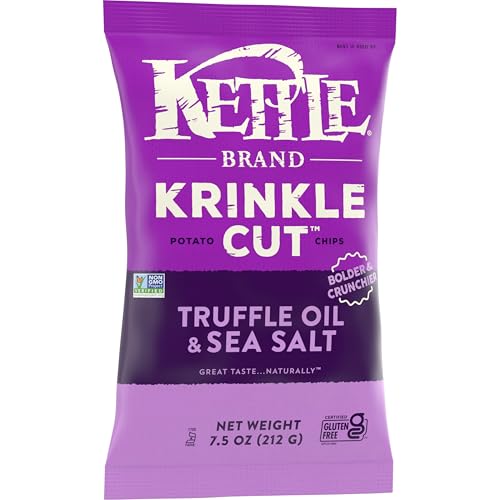 Kettle Brand Potato Chips, Krinkle Cut Truffle and Sea Salt Kettle Chips, 7.5 Oz