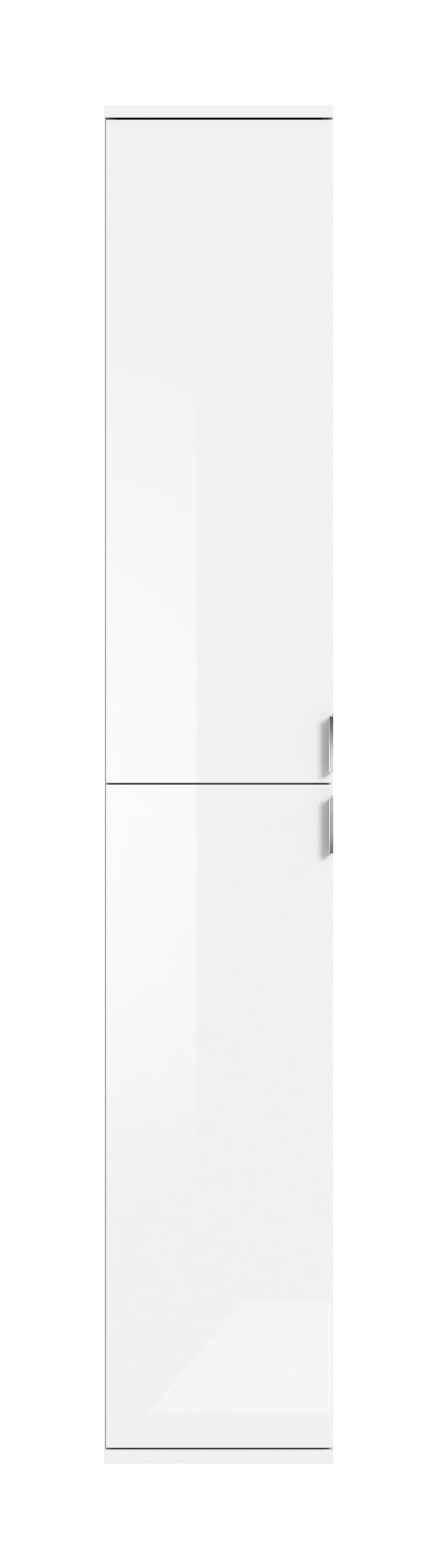 xonox.home - Hochschrank Projekt X 30x193x34 cm in weiß und weiß Hochglanz - Flurschrank Möbelstück Garderobenschrank - modern platzsparend und funktional einfache Montage – Bild 2