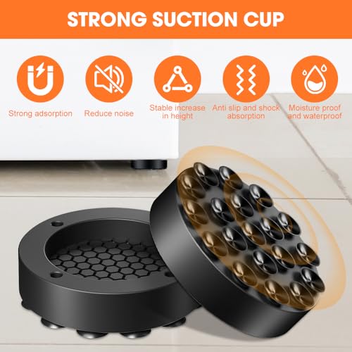 Riisoyu 4 Stück Schwingungsdämpfer Waschmaschine, Universal Waschmaschine Füße Waschmaschine Fußpolster Antirutschmatte Dämpfer Waschmaschine Füße Matte für Waschmaschine Trockner Kühlschrank, Schwarz