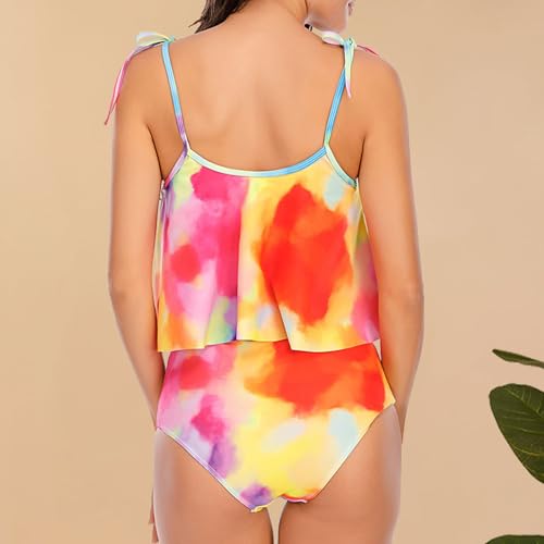 Ensemble à deux pièces tankini push up réglable avec shorty imprimé multicolore - 2