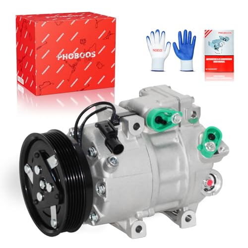 Image of PHOBOOS A /C Compressor with Clutch Compatible with Hyundai Sonata 2010 2.4L, Kia Optima 2009-2010 2.4L, Fast Cooling, Low Noise, Easy Installation, Ref.158372