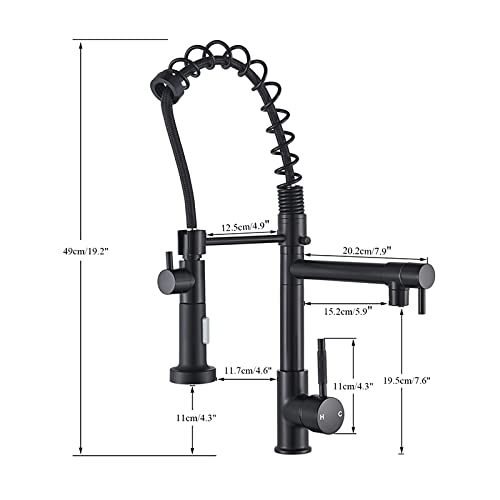 Robinet mitigeur de cuisine noir mat flexible double bec evier montage sur plage