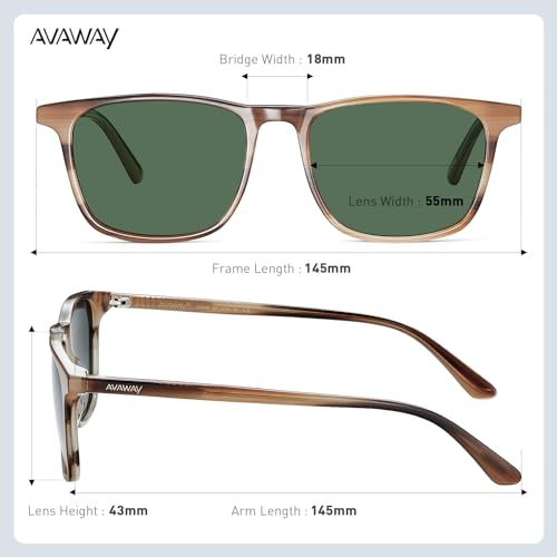 Image of AVAWAY Acetate Polarized Sunglasses for Men, UV400 Protection Fashion Retro Cool Square Frame Driving Fishing Sun Glasses