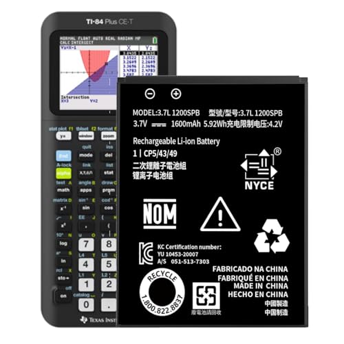 Qoutmcuy TI-84 Plus CE Battery,[2026 New Upgraded] 1600mAh Fits Texas Instruments TI-84 Plus CE,TI Nspire CX/CX II、TI Nspire CX CAS/CX II CAS,P/N:P11P35-11-N01/3.7L High Capacity Battery