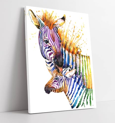 Impression sur toile aquarelle zèbre pour un salon design et moderne