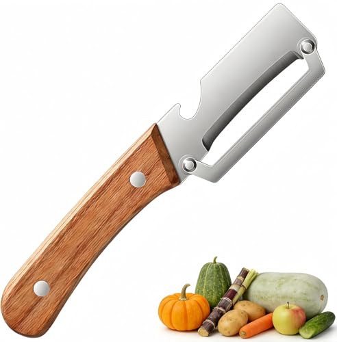 Image of LOTERO Peeler for Vegetables and Fruits | Multi-Functional Vegetable Peelers for Kitchen with Non-Slip Wooden Handle & Bottle Opener | Food Grade & Heavy-Duty | Kitchen Accessories Items for Home