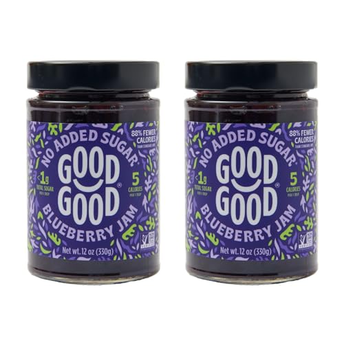 Good Good Blueberry Jam - No Added Sugar - Low Calorie - Gluten Free and Vegan - Diabetic and Keto Friendly - 12oz / 330g (Pack of 2)