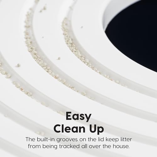 image for IRIS USA Cat Litter Box, Top Entry Litter Box with Scoop, Stylish Roun