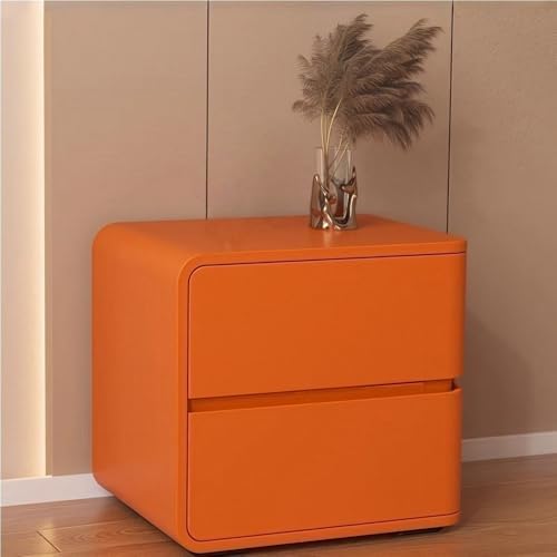 Modern Minimalist Nightstand with 2 Drawers, Multifunctional Leather Bedside Table for Bedroom, Living Room, Dorm - Stylish Pink & White Design (Right)